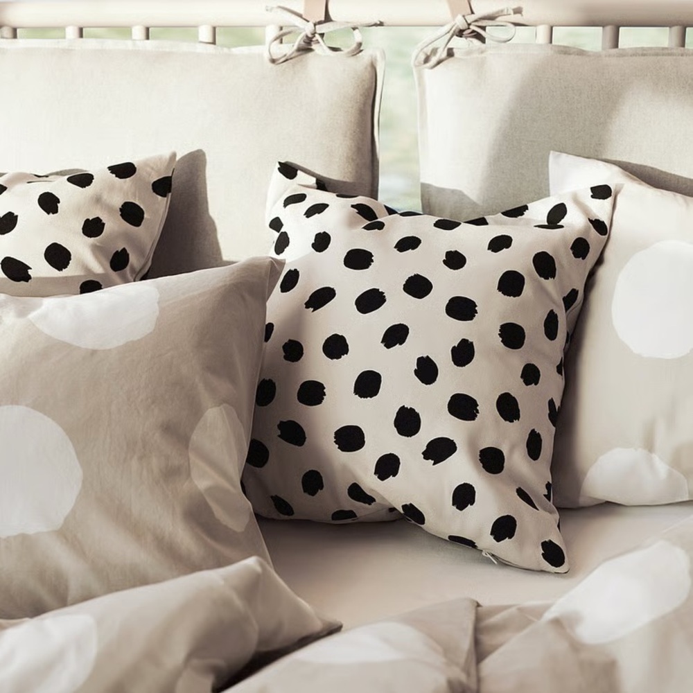 Polka Dot Pillow Cover Cushion Cover Off White Black 20x20 NWT